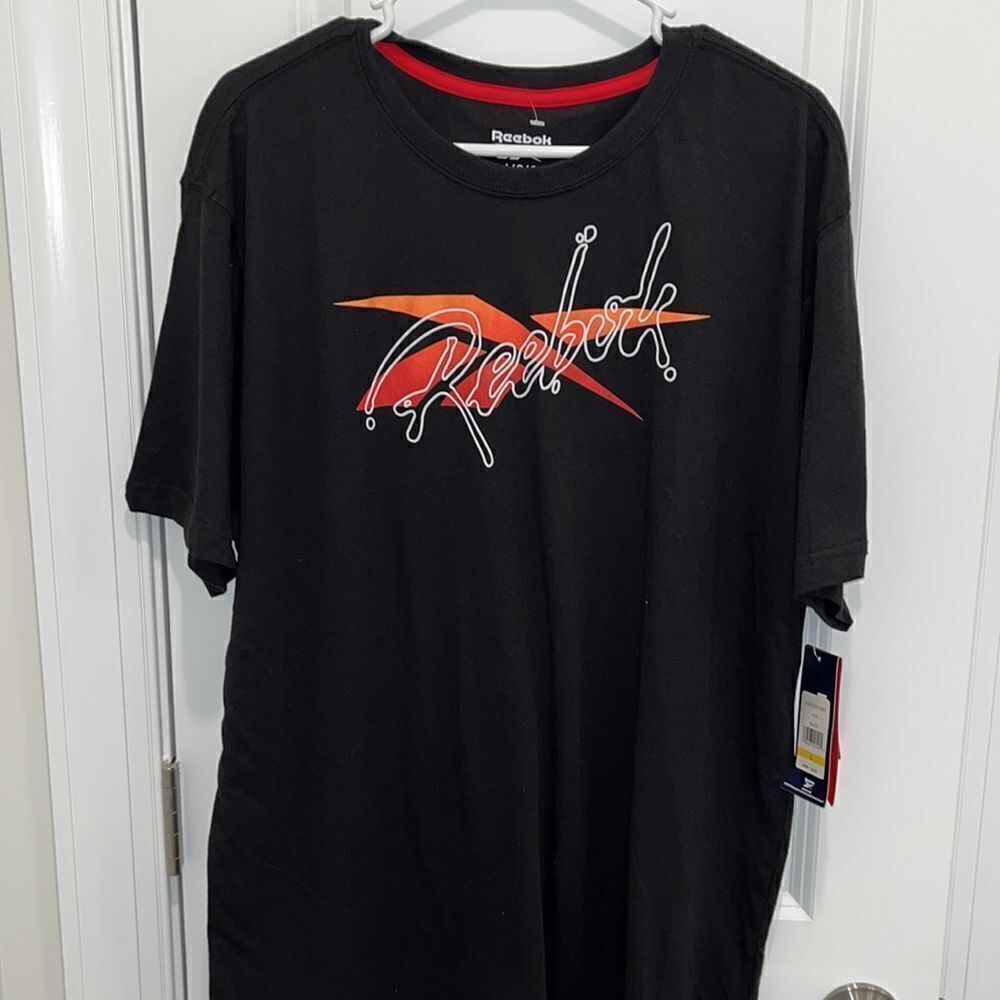 New Reebok Slick black work out training splash regular fit mens T-shirt L